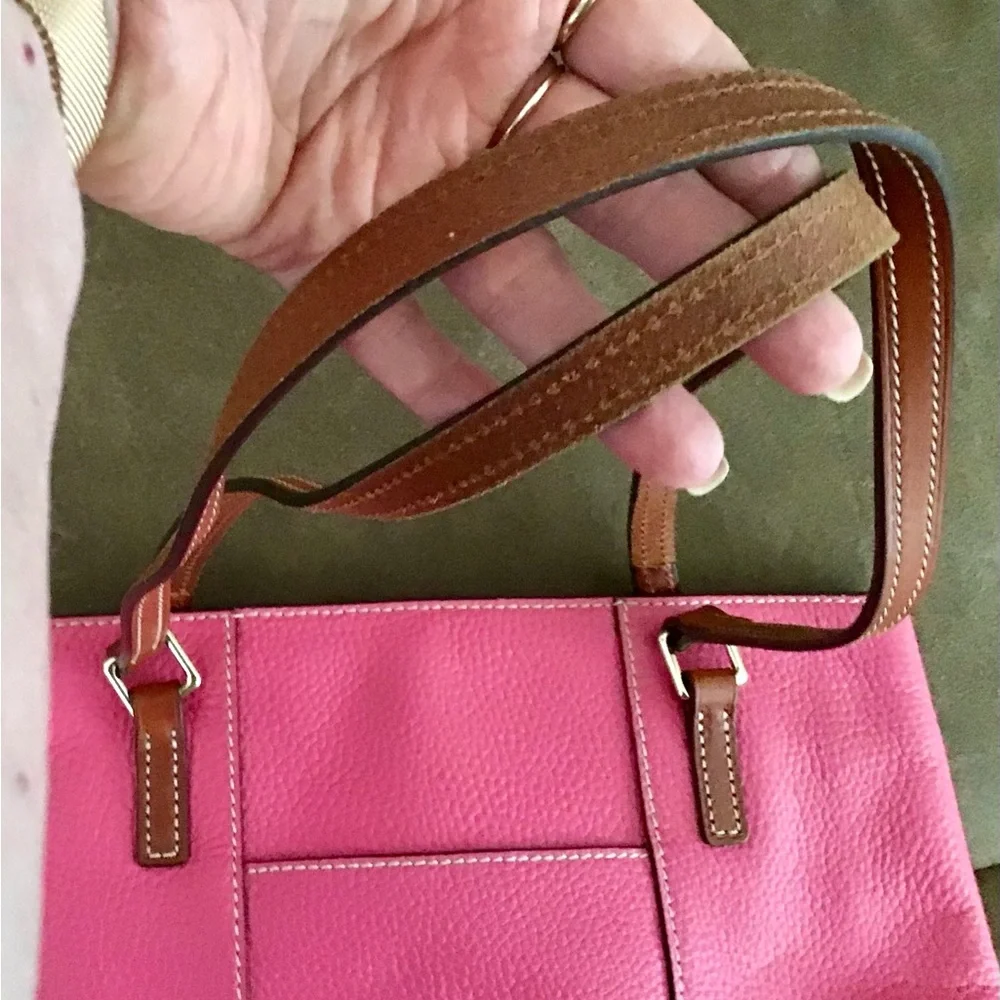 Dooney & Bourke Pink Leather Bag with Brown Handles - Picture 5 of 6